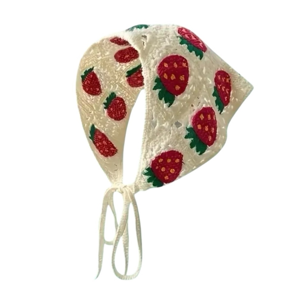 NWT Strawberry Patterned Crocheted Bandana
